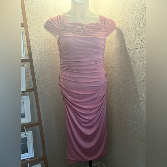 NWOT Elegant Pink Ruched Dress - Picture 1 of 4